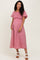 Red Textured Plaid Pen Back Maternity Midi Dress
