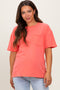 Coral Short Sleeve Front Pocket Tunic Maternity Top