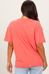 Coral Short Sleeve Front Pocket Tunic Maternity Top