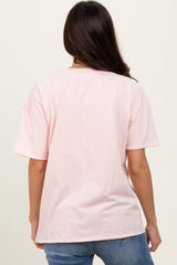 Light Pink Short Sleeve Front Pocket Tunic Top