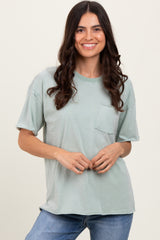 Sage Short Sleeve Front Pocket Tunic Maternity Top