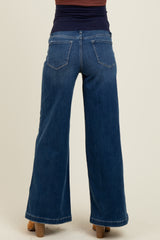 Navy Blue Super Wide Leg Maternity Jeans