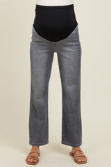Charcoal Ankle Slim Wide Leg Maternity Jeans