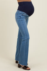 Blue Raw Hem Bootcut Maternity Jeans