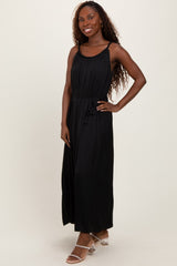 Black Braided Neckline Maxi Dress