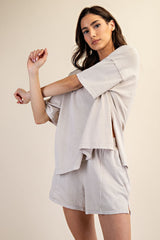 Light Grey Washed Oversized Boxy Tee