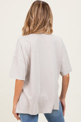Light Grey Washed Oversized Boxy Maternity Tee