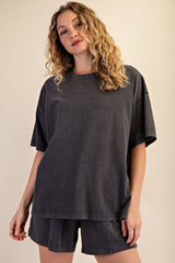 Black Washed Oversized Boxy Tee