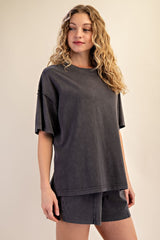 Black Washed Oversized Boxy Tee