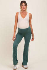 Forest Green Active Pocket Flared Maternity Leggings