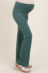Forest Green Active Pocket Flared Maternity Leggings