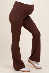 Mocha Active Pocket Flared Maternity Leggings