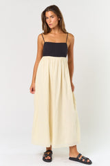 Cream Contrast Skirt Maxi Dress