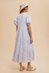 Blue Iris Floral Button Maxi Dress
