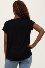 Black Double Layer Short Sleeve Nursing Top
