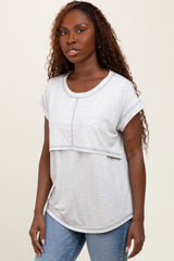 Heather Gray Double Layer Short Sleeve Nursing Top