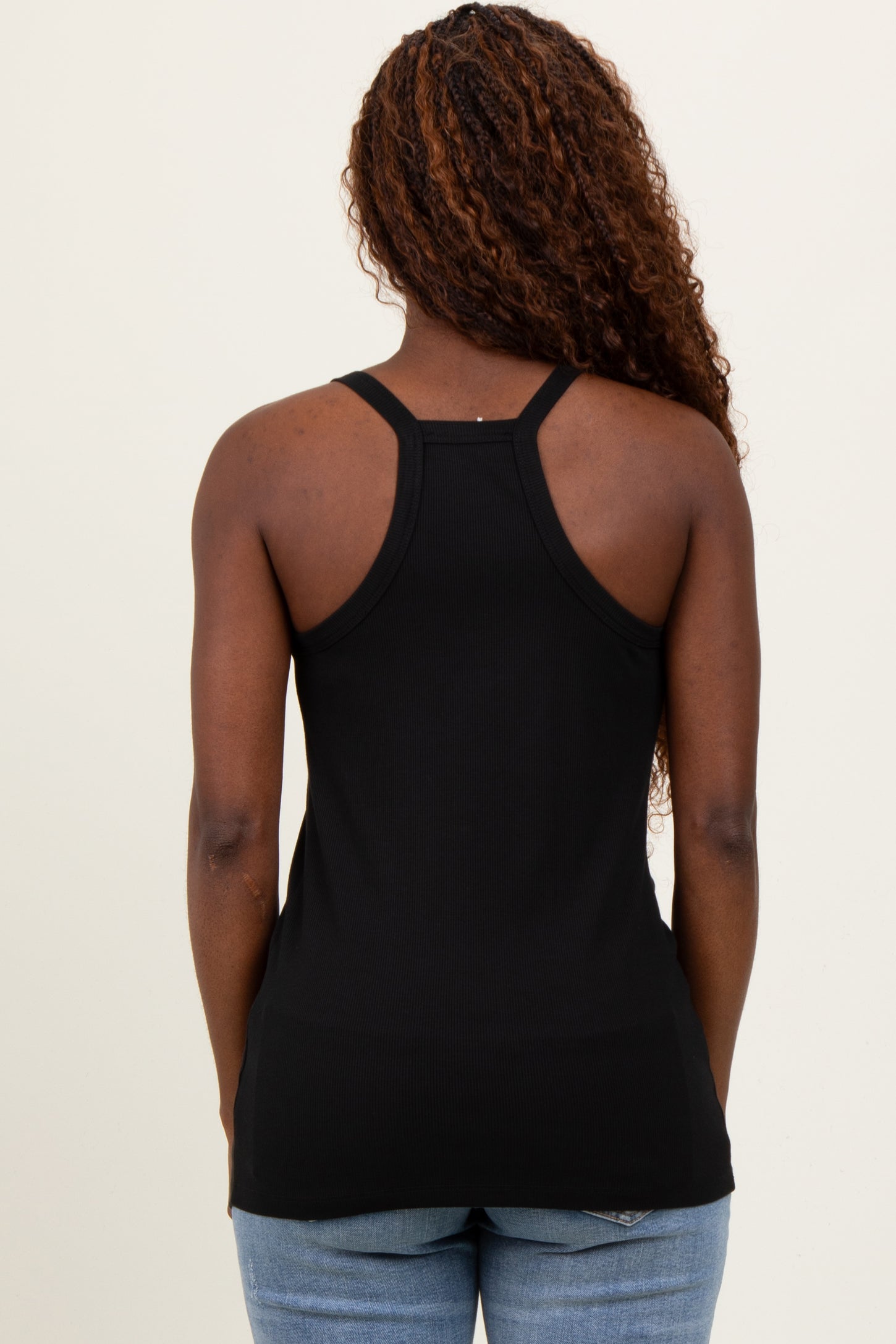 Black V-Neck Racerback Tank Top