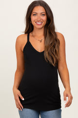 Black V-Neck Racerback Maternity Tank Top