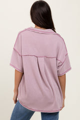Mauve Ribbed Reverse Stitch Tunic Top