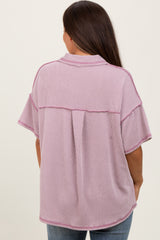 Mauve Ribbed Reverse Stitch Maternity Tunic Top