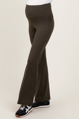 Olive Maternity Flared Leggings