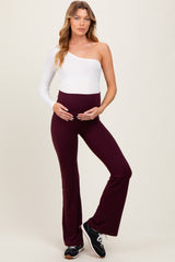Burgundy Maternity Flared Leggings