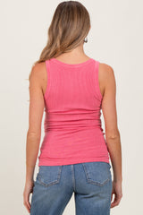 Hot Pink Sleeveless Ribbed Maternity Top