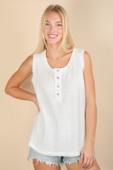 White Raw Hem Button Detail Sleeveless Maternity Top