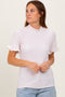 Light Pink Solid Puff Knit Mock Neck Top