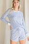 Blue Floral Long Sleeve Top