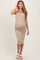 Taupe Fitted Tube Knit Maternity Midi Dress