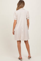Cream Textured Maternity Polo Dress