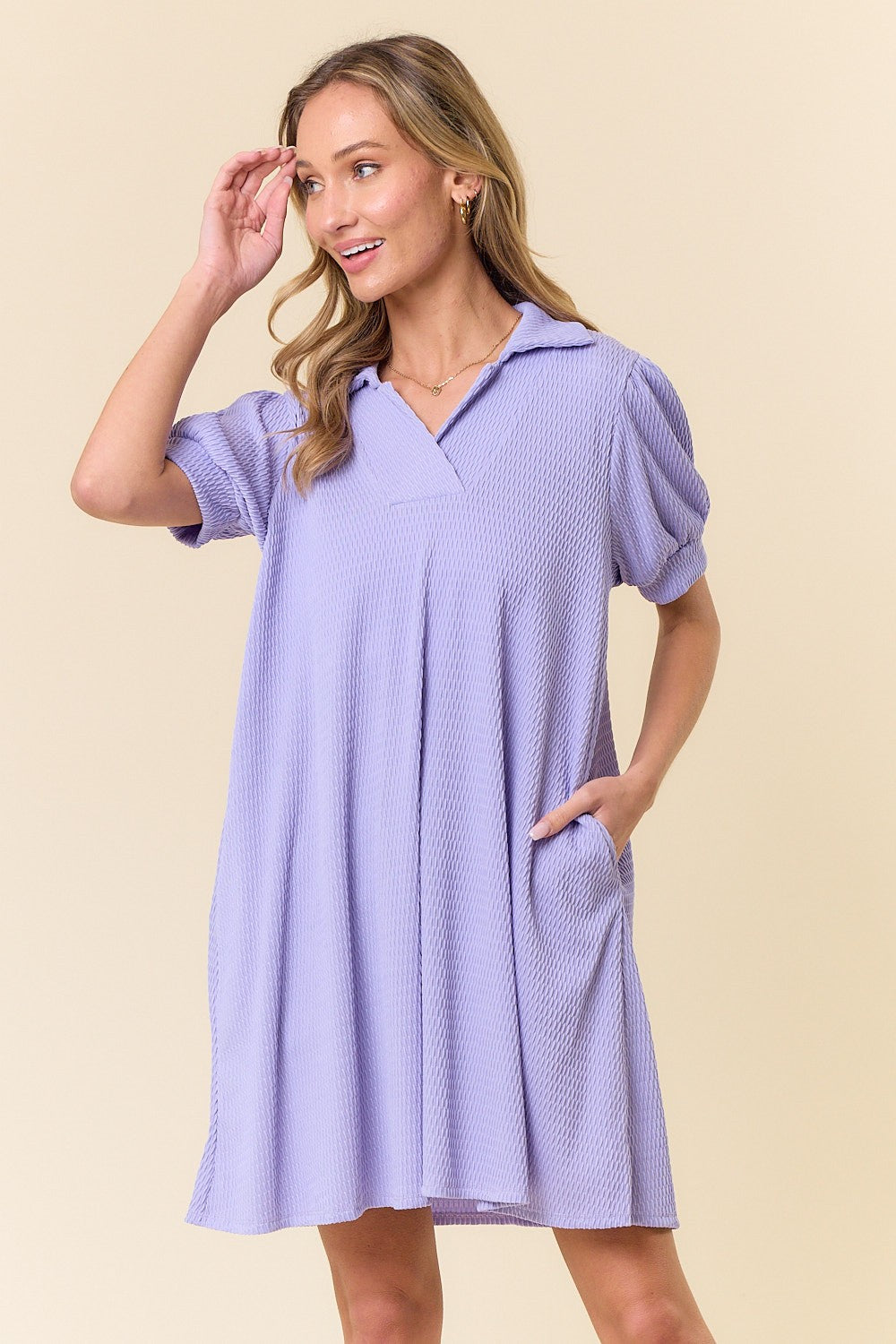 Lavender Textured Polo Dress