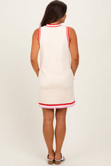 Cream Sleeveless Border Detail V-Neck Maternity Mini Dress