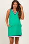 Green Sleeveless Border Detail V-Neck Maternity Mini Dress