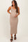 Taupe Ribbed Basic Maternity Maxi Dress