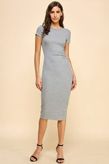 Gray Asymmetrical Ruched T-Shirt Dress