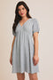 Navy Stripe Back Button Up Cutout Mini Dress