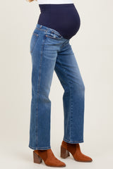 Blue Vintage Wash Ankle Bootcut Maternity Jeans