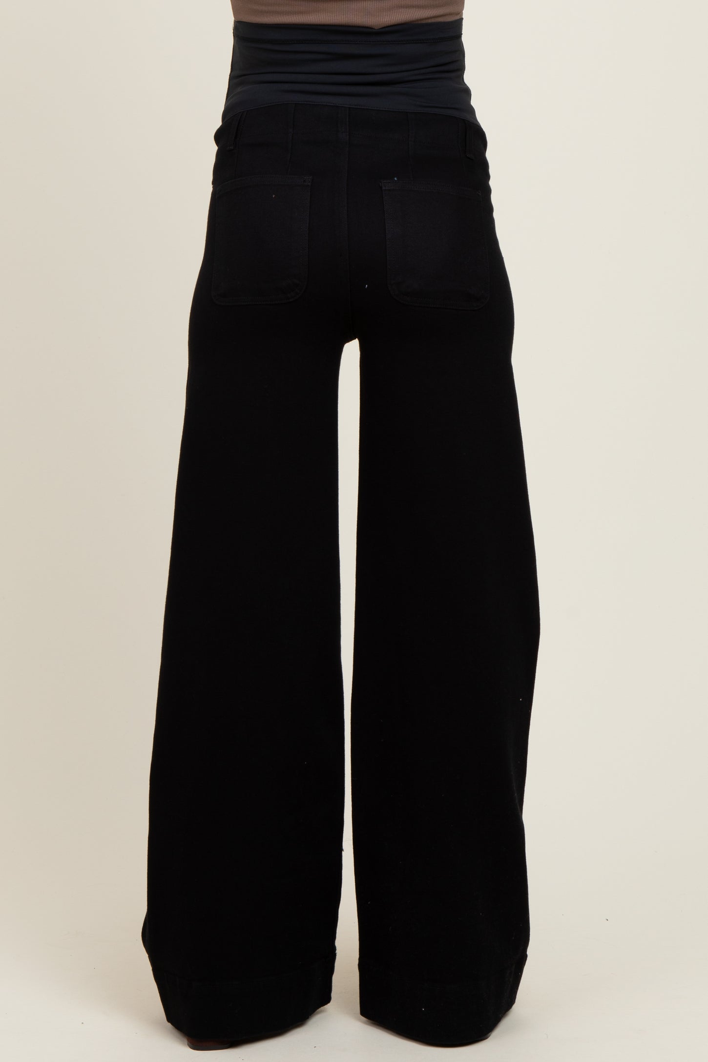 Black Super Wide Leg Maternity Jeans