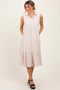 Cream Tiered Sleeveless Midi Shirt Dress