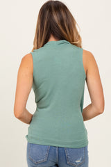 Light Olive Draped Crossover Sleeveless Top