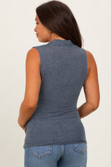 Charcoal Draped Crossover Maternity Sleeveless Top