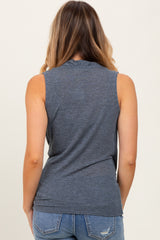 Charcoal Draped Crossover Sleeveless Top