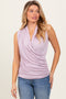 Light Pink Draped Crossover Sleeveless Top