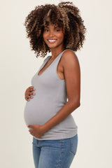 Light Grey Knit Maternity Sleeveless Top