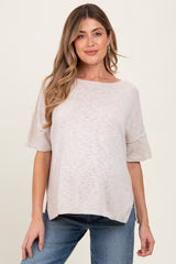 Cream Knit Drop Shoulder Short Sleeve Maternity Top