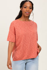 Coral Knit Drop Shoulder Short Sleeve Maternity Top