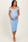 Light Blue Off Shoulder Fitted Maternity Midi Dress
