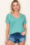 Jade Knit Stitch Accent Short Sleeve Top